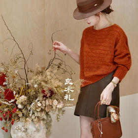 良木礼格子皮质短裙（Q258455）