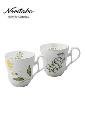 Noritake则武 ENGLISH HERBS骨瓷马克杯欧式牛奶杯家用大容量水杯日本则武English Herbs马克杯375ml