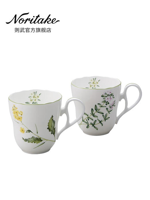 Noritake则武 ENGLISH HERBS骨瓷马克杯欧式牛奶杯家用大容量水杯日本则武English Herbs马克杯375ml 商品图0