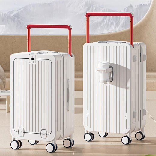 自然醒一键前开多功能20寸登机箱弹跳宽拉杆行李箱YS6088 商品图0