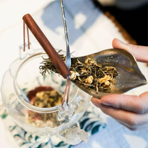 羽诗制造出品 寻香茉莉玻璃提梁壶双杯茉莉花茶国风茶巾文创礼盒 商品图3