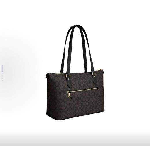 COACH蔻驰 Gallery 36 经典老花拉链开合 pvc配皮 单肩斜挎托特包Tote包购物袋手提包 大号 女款 深棕色 商品图1