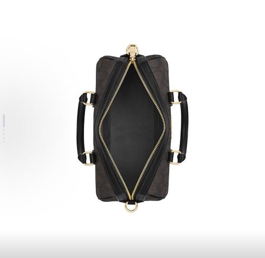 COACH蔻驰 Rowan 26 品牌徽标拉链开合 涂层帆布 斜挎单肩手提包 中号 女款 胡桃木拼黑色 商品图2