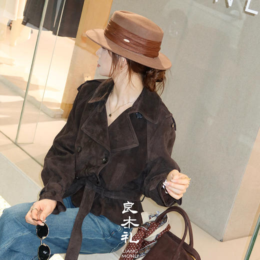 【现货】良木礼羊皮短款风衣（腰带）（Q259155） 商品图3