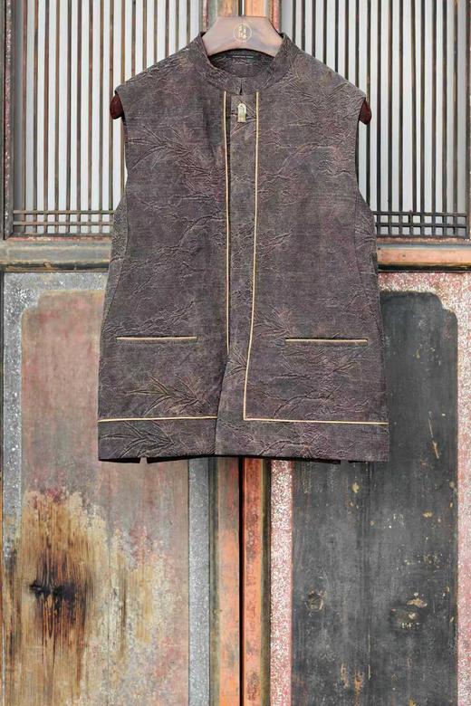 盛唐牡丹 | 梅竹纹香云纱男士马甲 商品图0