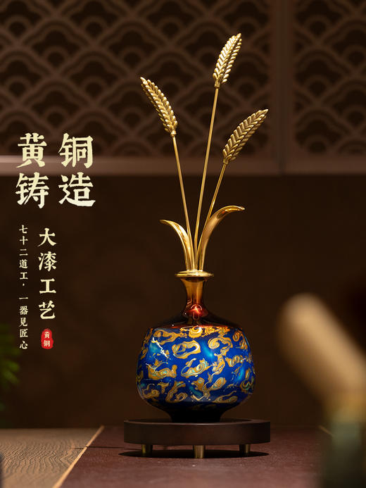 岁岁平安铜麦穗摆件入户玄关竖高新中式细长装饰乔迁高端开业礼物京铜穗穗平安大漆黄铜摆件 商品图3