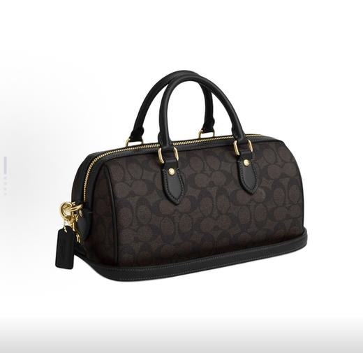 COACH蔻驰 Rowan 26 品牌徽标拉链开合 涂层帆布 斜挎单肩手提包 中号 女款 胡桃木拼黑色 商品图1