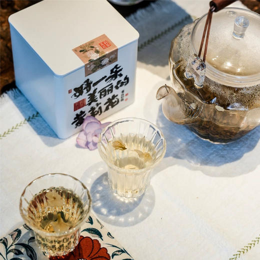 羽诗制造出品 寻香茉莉玻璃提梁壶双杯茉莉花茶国风茶巾文创礼盒 商品图4