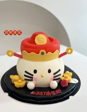 财神kitty猫造型蛋糕