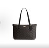 COACH蔻驰 Gallery 36 经典老花拉链开合 pvc配皮 单肩斜挎托特包Tote包购物袋手提包 大号 女款 深棕色 商品缩略图0