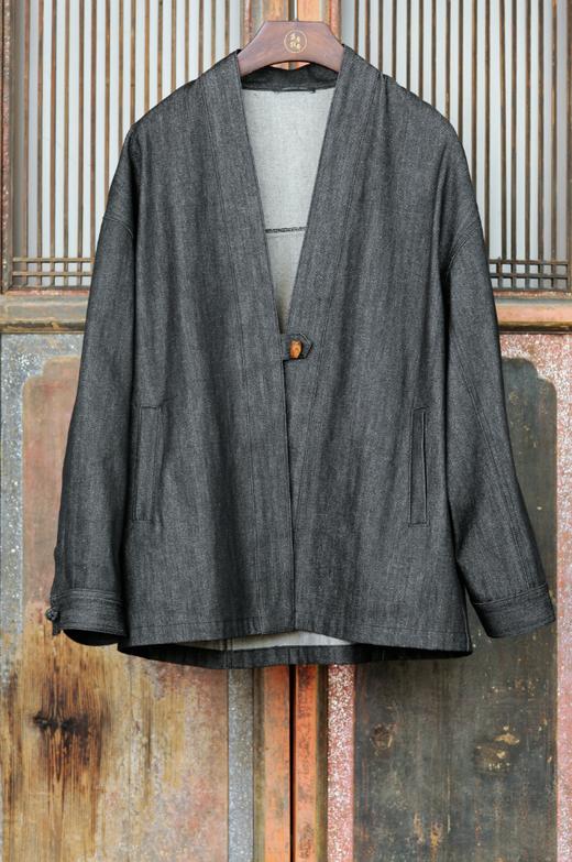 盛唐牡丹 | 多棱刚卯扣男士牛仔外套 商品图0