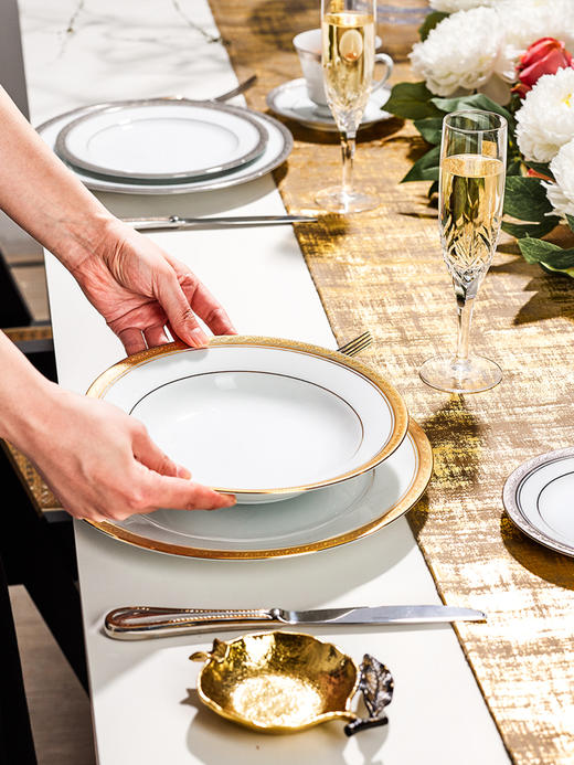 Noritake则武 CRESTWOOD私人会所高档餐具西餐餐盘餐厅专用盘子日本则武Crestood Platinu系列散件 商品图1