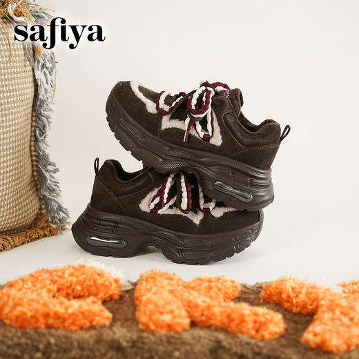 Safiya/索菲娅2025艺术家联名松果系带轻便增高加绒厚底老爹鞋SFD4112035 商品图13