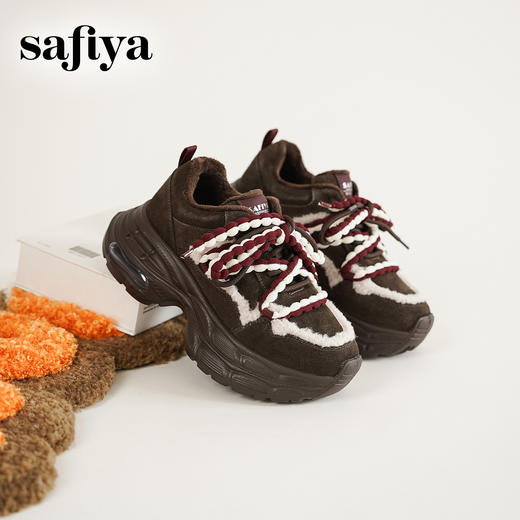 Safiya/索菲娅2025艺术家联名松果系带轻便增高加绒厚底老爹鞋SFD4112035 商品图12