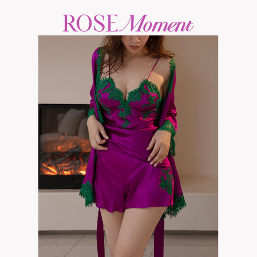 法式真丝蕾丝吊带短裤套装夏季性感睡衣家居服 T250313 商品图0