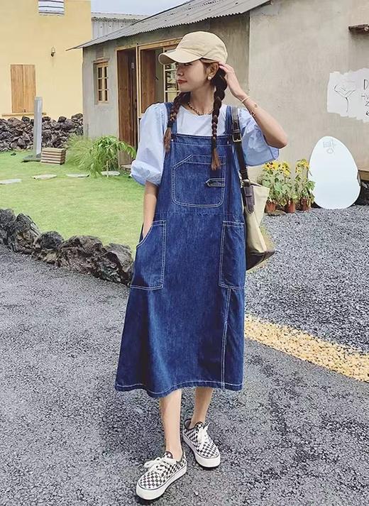 【秋新品】古泥品牌6085 100%棉单件牛仔背带裙-喜出 商品图1