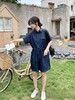 【秋新品】古泥品牌6033 100%棉牛仔收腰宽松连衣裤-喜出 商品缩略图2
