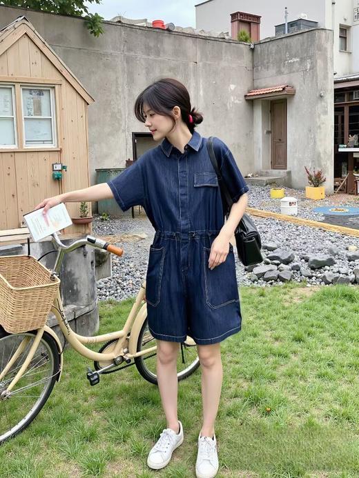 【秋新品】古泥品牌6033 100%棉牛仔收腰宽松连衣裤-喜出 商品图2