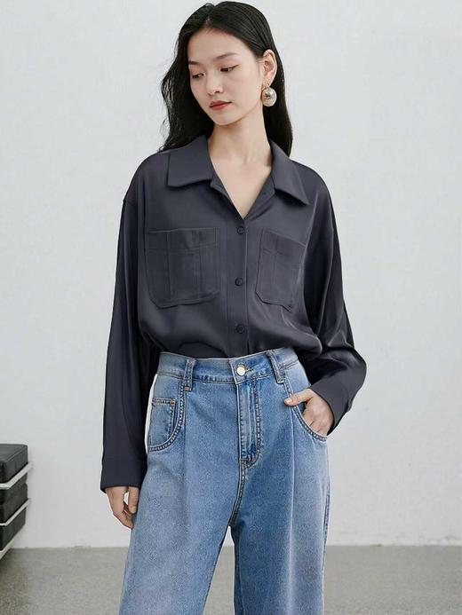 12.12错过没有！清货不退【秋新品】古泥9906灰色设计感休闲衬衫-喜出 商品图0