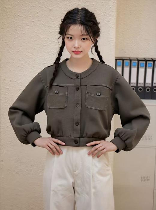 【秋新品】古泥品牌7693休闲明线短款休闲外套-喜出 商品图1