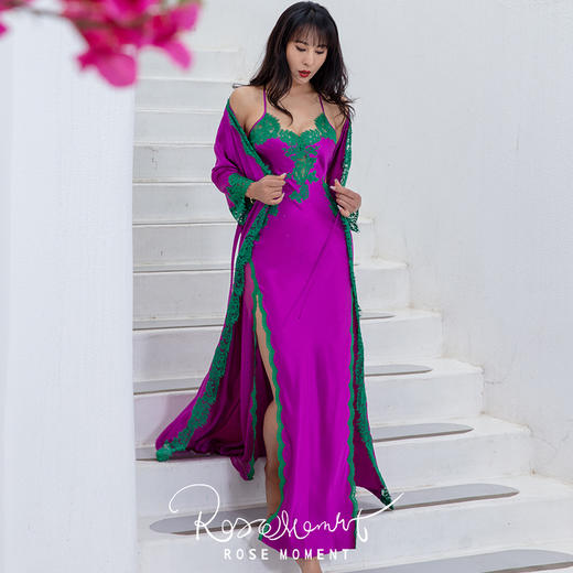 度假风性感露背高开叉真丝长裙  A250317 商品图5