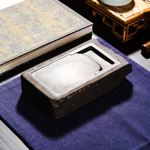 北齐古邺城出“富贵”古砖制砚（砚堂镶嵌歙石） 商品图7