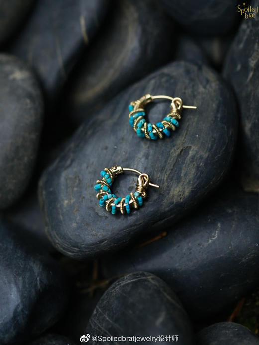 SpoiledBrat Jewelry金色螺旋耳圈系列 |  绿松石款 商品图7
