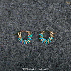 SpoiledBrat Jewelry金色螺旋耳圈系列 |  绿松石款