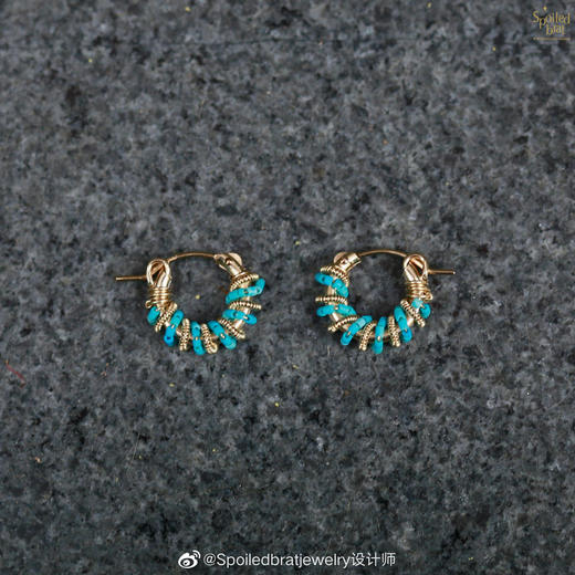 SpoiledBrat Jewelry金色螺旋耳圈系列 |  绿松石款 商品图0