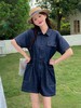 【秋新品】古泥品牌6033 100%棉牛仔收腰宽松连衣裤-喜出 商品缩略图1