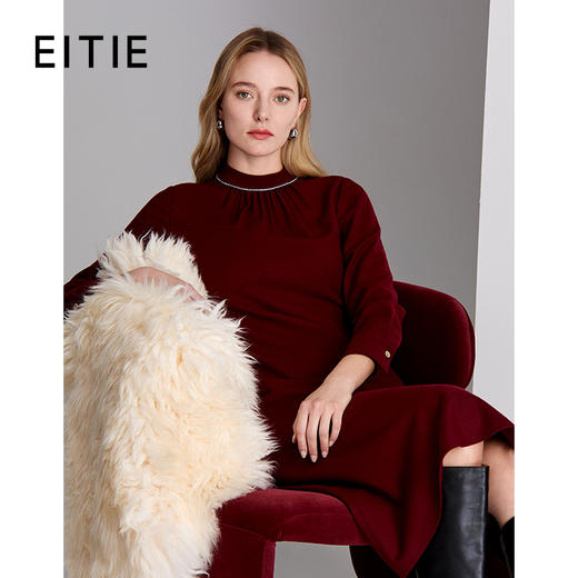 EITIE爱特爱领口钻链装饰精致高腰显瘦礼服8477103 商品图0