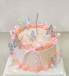 流光蝶影—幻彩粉漾生日蛋糕