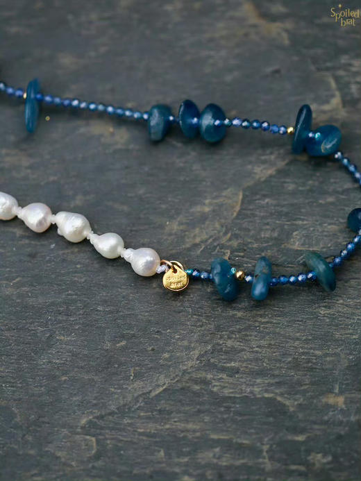 SpoiledBrat Jewelry蓝晶石巴洛克珍珠中长链 项链 商品图2