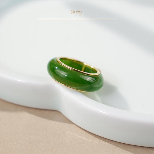 新疆国玉盟世玉金镶碧玉戒指【带证书·顺丰物流】 商品图4
