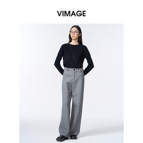 VIMAGE纬漫纪圆领简约时尚保暖秋季新款羊毛针织衫V2401107