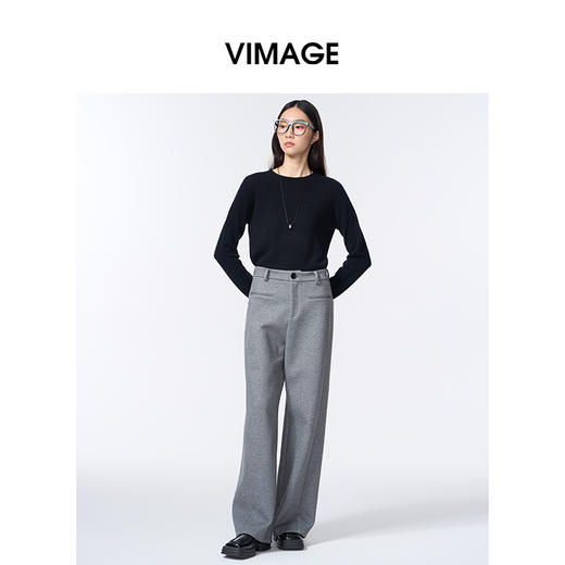 VIMAGE纬漫纪圆领简约时尚保暖秋季新款羊毛针织衫V2401107 商品图0