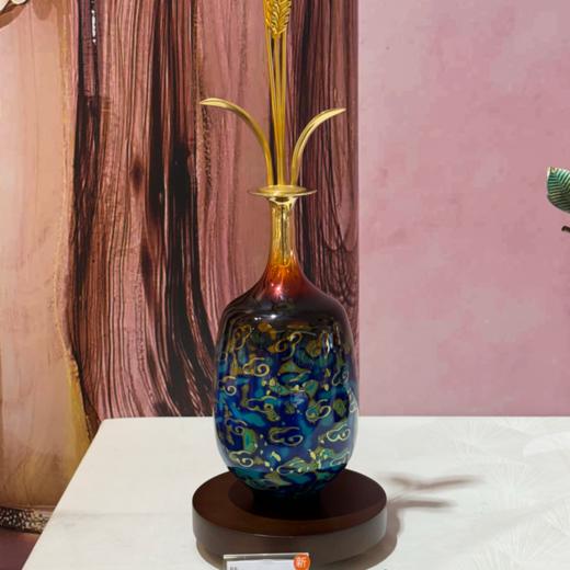 岁岁平安铜麦穗摆件入户玄关竖高新中式细长装饰乔迁高端开业礼物京铜穗穗平安大漆黄铜摆件 商品图0