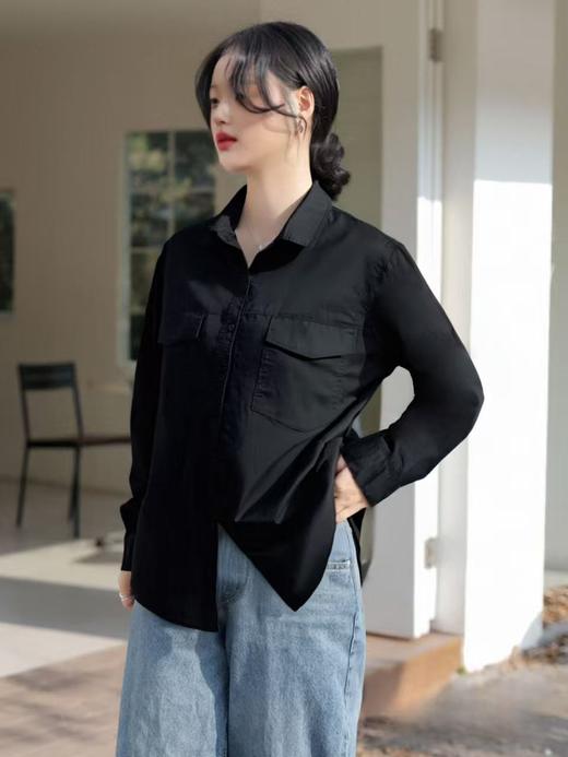 冰点价！仅限11.11！退货勿拍【秋新品】古泥7077黑色双口袋精致走线衬衫-喜出 商品图0