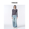 VIMAGE纬漫纪撞色假两件设计时尚减龄秋季新款针织衫V2401109 商品缩略图0