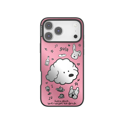 【上菜了! À Table!】狗狗集合 PopSockets x gula 联名系列 POPCASE手机壳 MagSafe磁吸款 镜面壳 粉色 小狗 卡通 iPhone17/16/15/14/13 商品图3