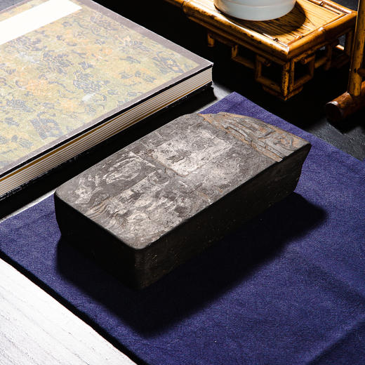 北齐古邺城出“富贵”古砖制砚（砚堂镶嵌歙石） 商品图2