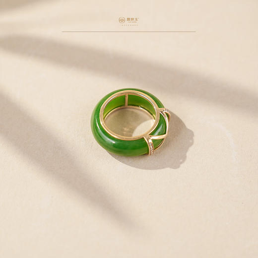 新疆国玉盟世玉金镶碧玉戒指【带证书·顺丰物流】 商品图2