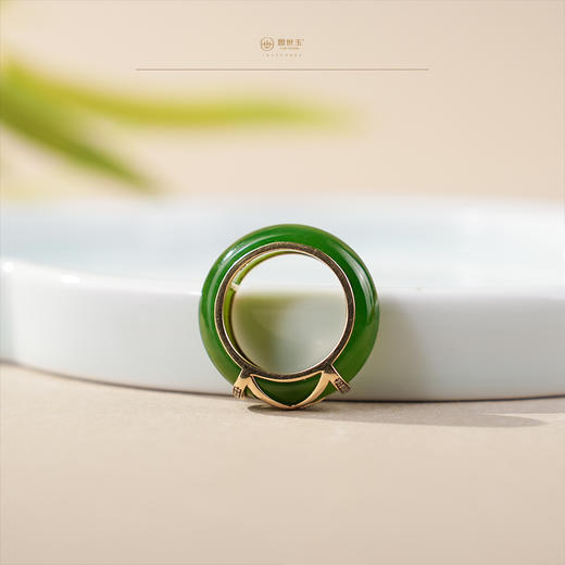 新疆国玉盟世玉金镶碧玉戒指【带证书·顺丰物流】 商品图3