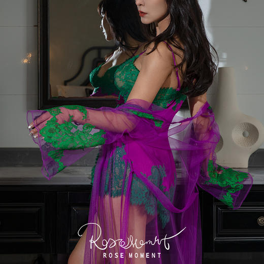 性感前开叉蕾丝胸杯真丝中裙 A250303 商品图2