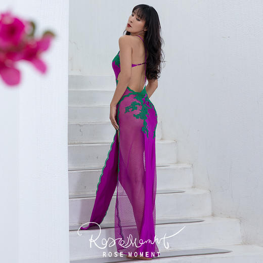 度假风性感露背高开叉真丝长裙  A250317 商品图6