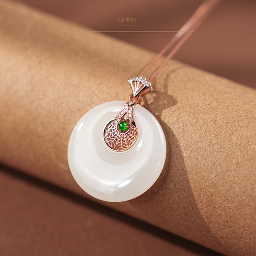 新疆国玉盟世玉金镶羊脂玉挂件【带证书·顺丰物流】 商品图0