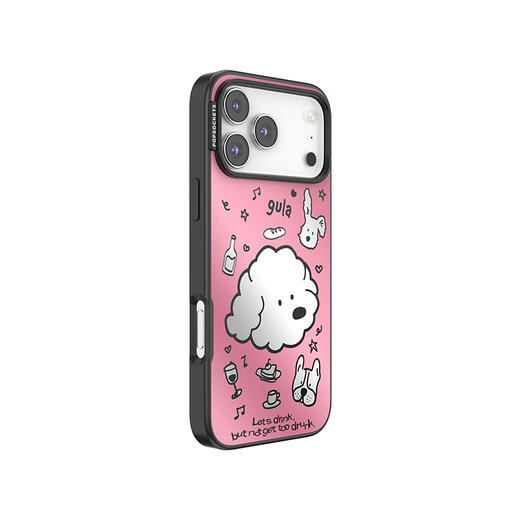 【上菜了! À Table!】狗狗集合 PopSockets x gula 联名系列 POPCASE手机壳 MagSafe磁吸款 镜面壳 粉色 小狗 卡通 iPhone17/16/15/14/13 商品图0
