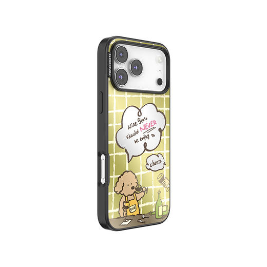 【上菜了! À Table!】小狗店长 PopSockets x gula 联名系列 POPCASE手机壳 MagSafe磁吸款 镜面壳 黄色 小狗 格纹 iPhone17/16/15/14/13 商品图0