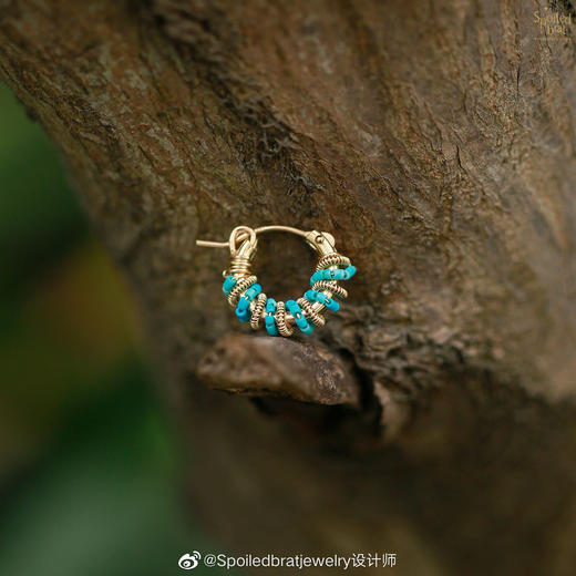 SpoiledBrat Jewelry金色螺旋耳圈系列 |  绿松石款 商品图2