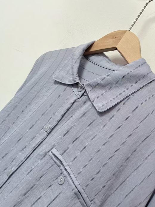 【秋新品】古泥7561 含麻料蓝色条纹衬衫-喜出 商品图4